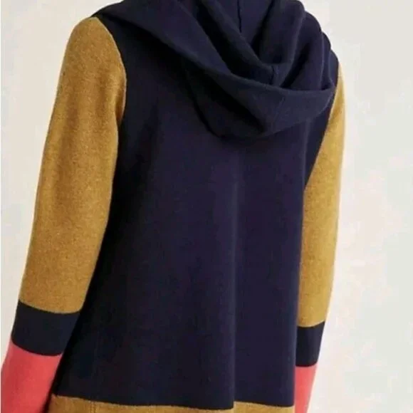 Anthropologie Field Flower Colorblock Wool Sweater Long Cardigan Coat Size Small - Picture 3 of 12